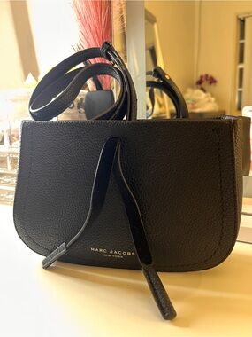 Marc Jacobs Black Pebbled Leather Crossbody Saddle Bag